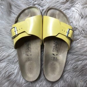 Yellow Birkenstock Birki’s Slide Sandals